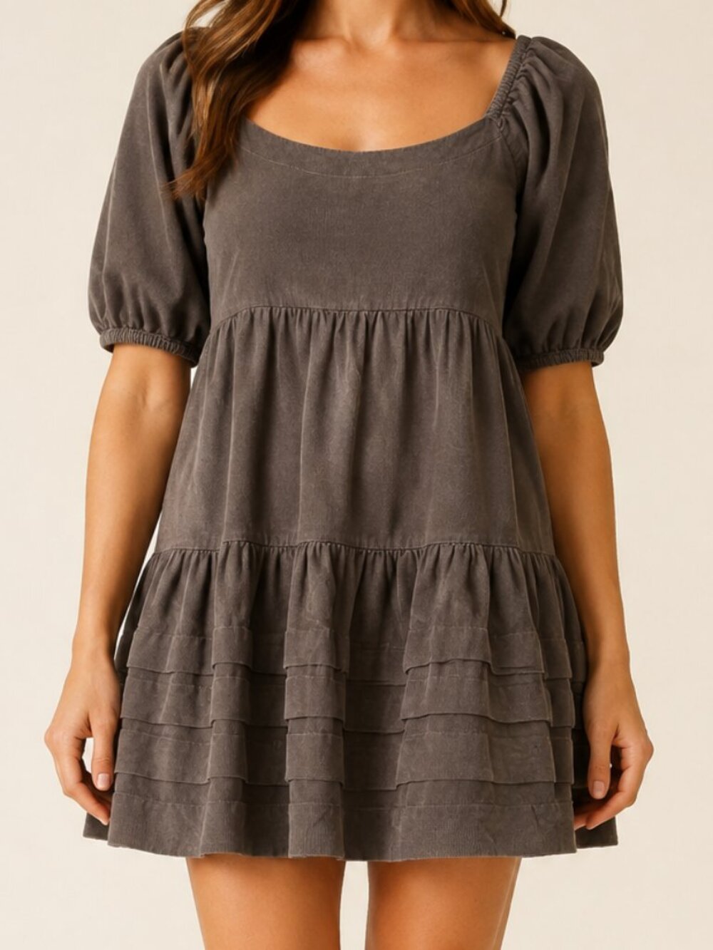 American Eagle Chocolate Brown Corduroy Babydoll Dress Women's Size M